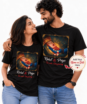 Customised Radha Krishna Couple T-shirts - Letshandcraft
