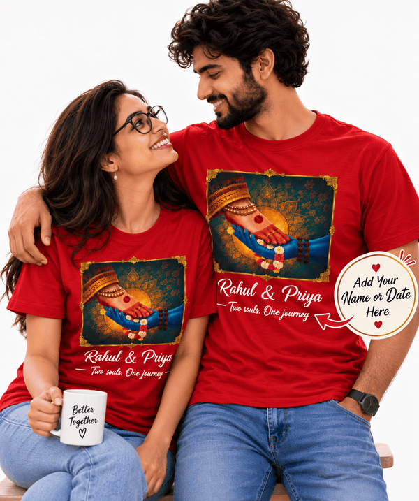 Customised Radha Krishna Couple T-shirts - Letshandcraft