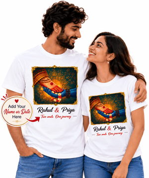 Customised Radha Krishna Couple T-shirts - Letshandcraft
