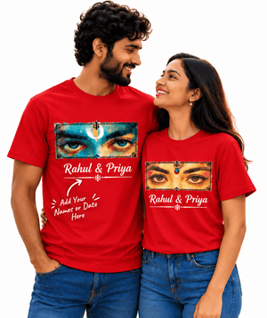 Customised Radha Krishna Eyes Couple T-shirts - Letshandcraft