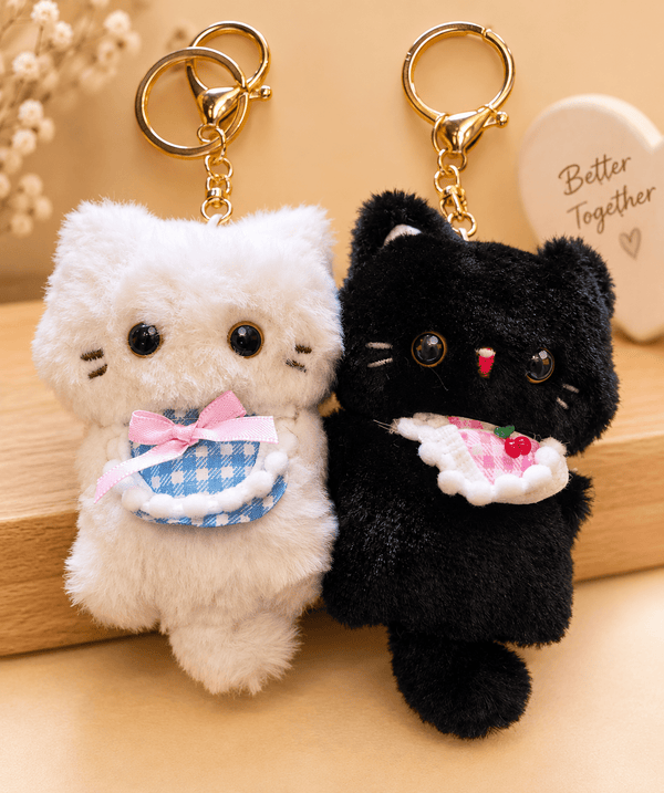 Cute Black White Cats Couple Keychains – Set of 2 - Letshandcraft
