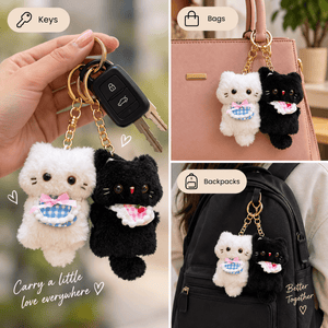 Cute Black White Cats Couple Keychains – Set of 2 - Letshandcraft