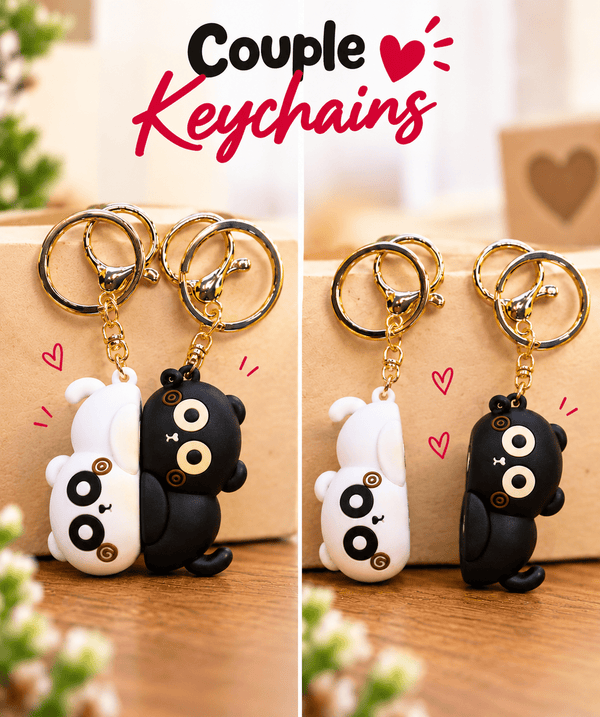 Cute Cats Couple Keychains – Set of 2 - Letshandcraft