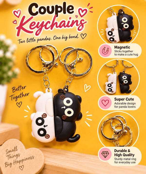 Cute Cats Couple Keychains – Set of 2 - Letshandcraft