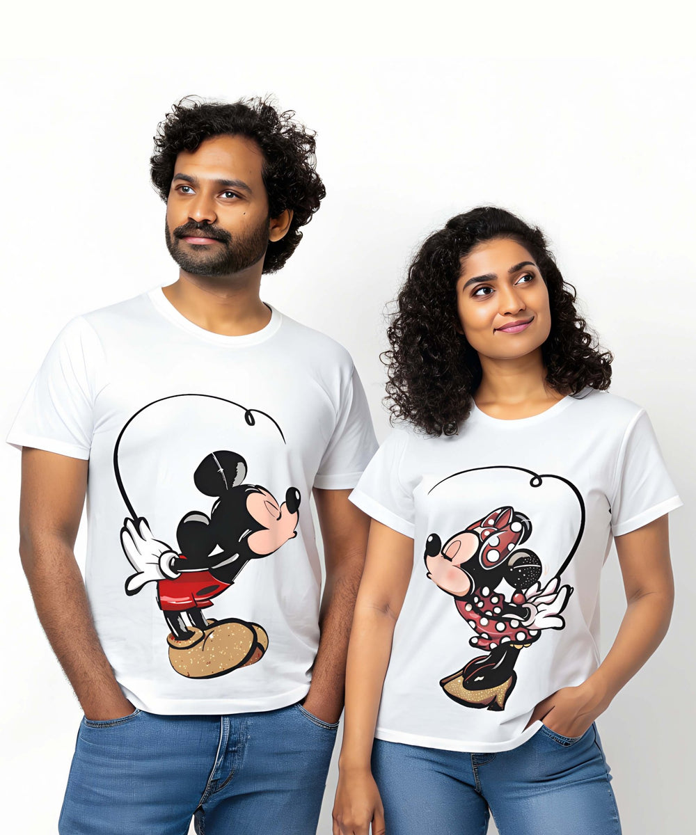 Cute Kissing - Couple White T-shirts (Pack of 2) - Letshandcraft
