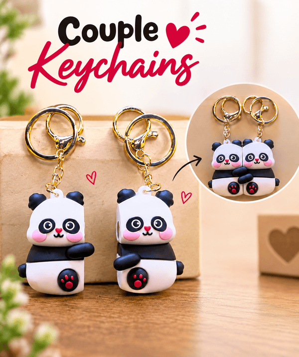 Cute Panda Couple Keychains – Set of 2 - Letshandcraft