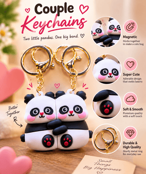 Cute Panda Couple Keychains – Set of 2 - Letshandcraft
