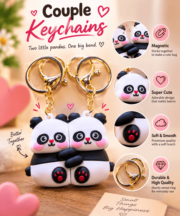 Cute Panda Couple Keychains – Set of 2 - Letshandcraft