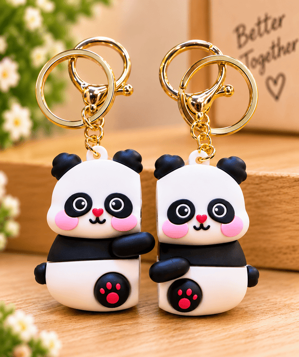 Cute Panda Couple Keychains – Set of 2 - Letshandcraft