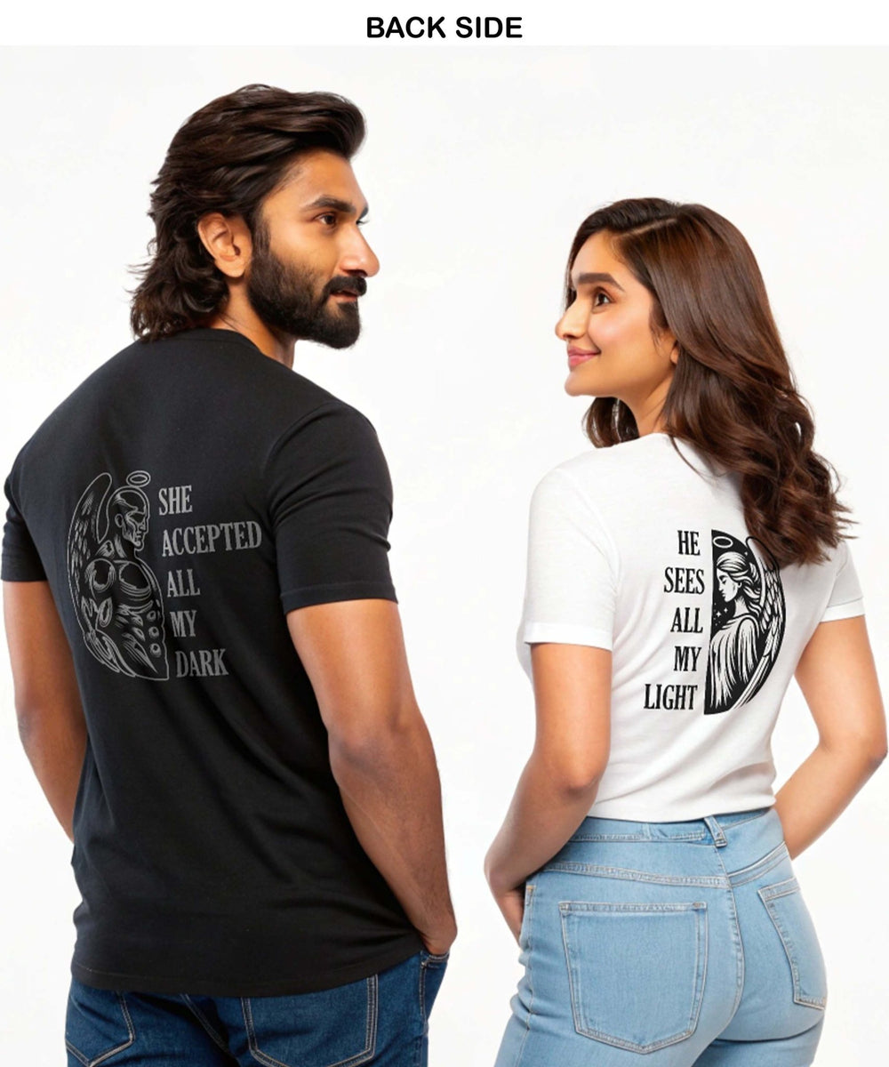 Dark & Light - Couple T-shirts Mix Color (Pack of 2) - Letshandcraft