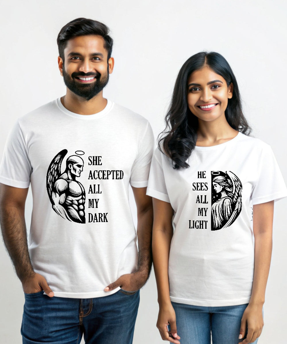 Dark & Light - Couple T-shirts (Pack of 2) - Letshandcraft