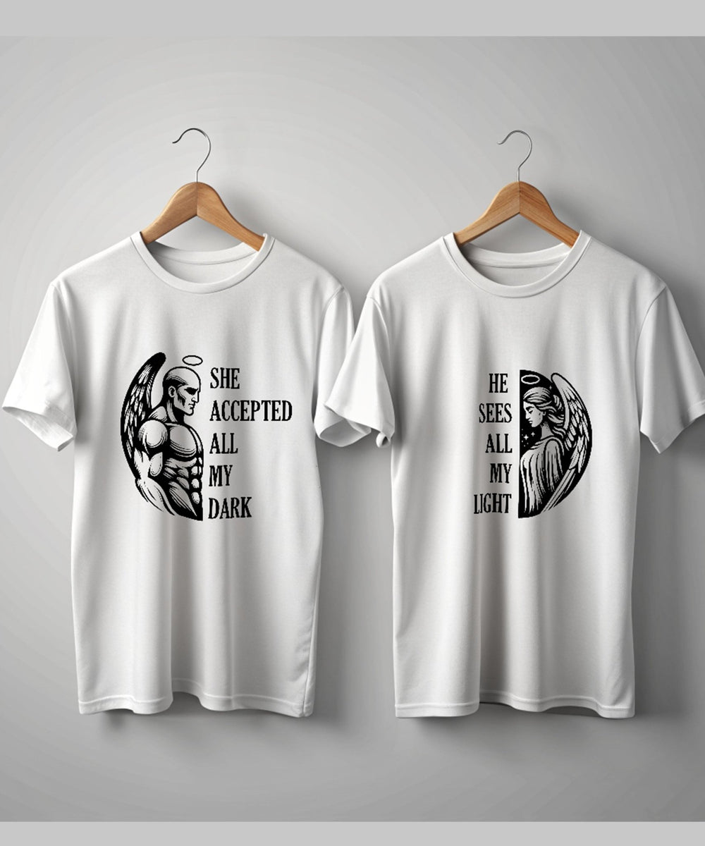 Dark & Light - Couple T-shirts (Pack of 2) - Letshandcraft