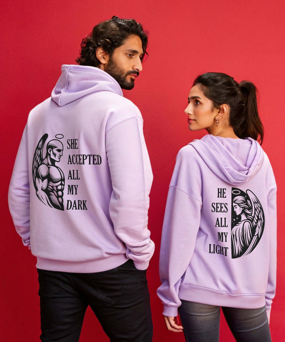 Dark vs Light - Couple Hoodies Both side Printed (pack of 2) - Letshandcraft