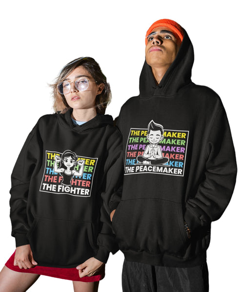 Fighter v. Peacemaker - Matching Couple Hoodies (pack of 2) - Letshandcraft