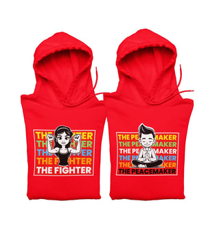 Fighter v. Peacemaker - Matching Couple Hoodies (pack of 2) - Letshandcraft