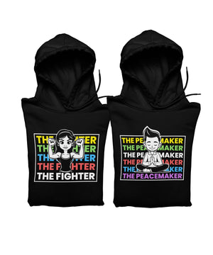 Fighter v. Peacemaker - Matching Couple Hoodies (pack of 2) - Letshandcraft