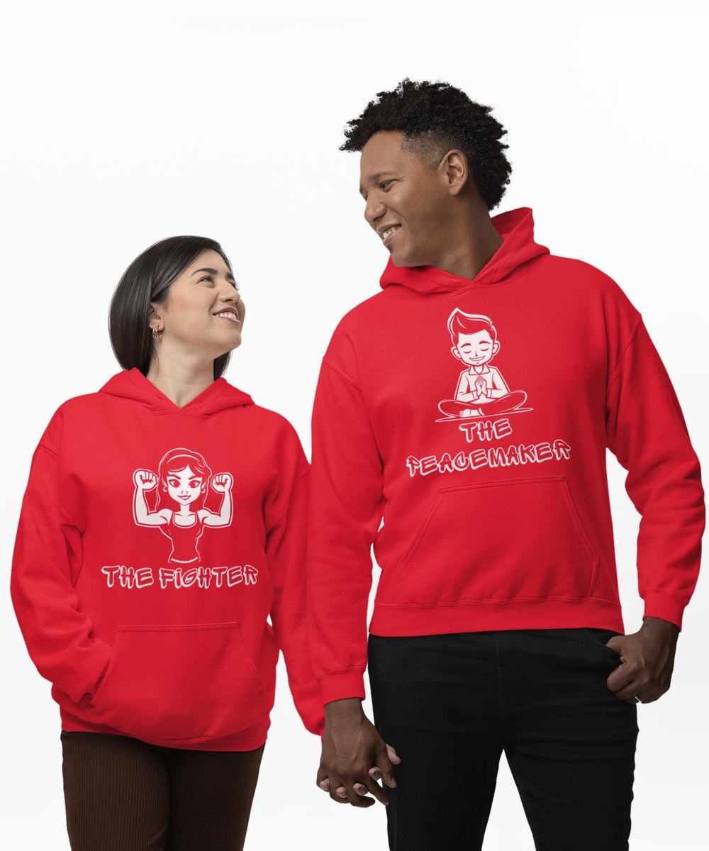 Fighter vs Peacemaker - Couple Hoodies Both side Printed (pack of 2) - Letshandcraft