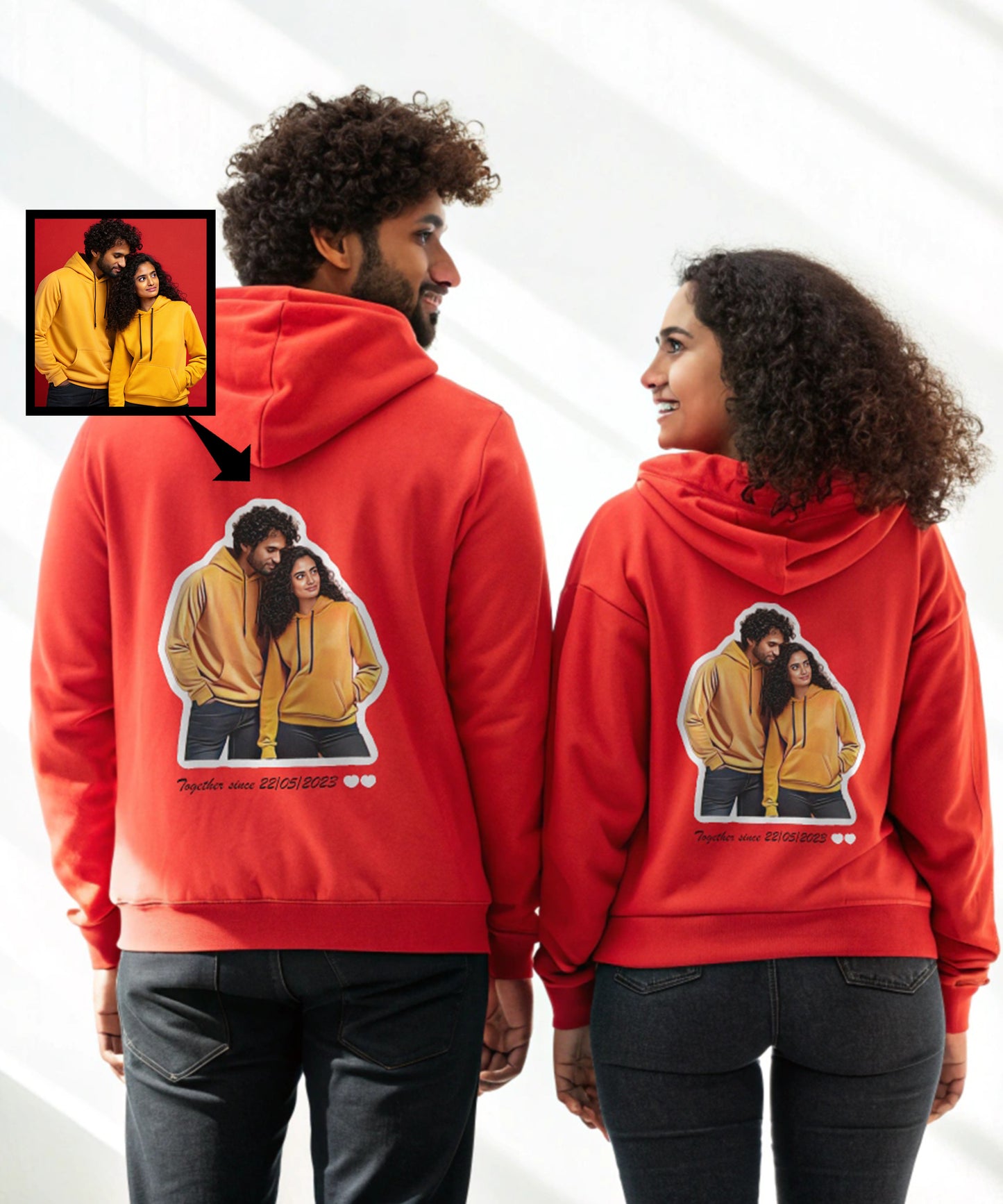 Customized Red Couple Hoodies (Pack of 2)