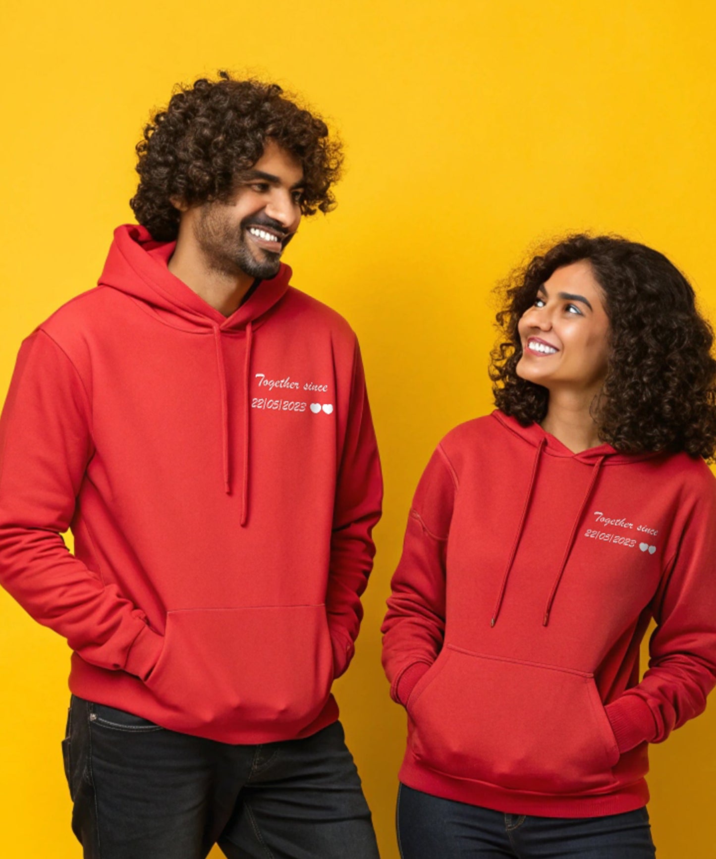 Customized Red Couple Hoodies (Pack of 2)