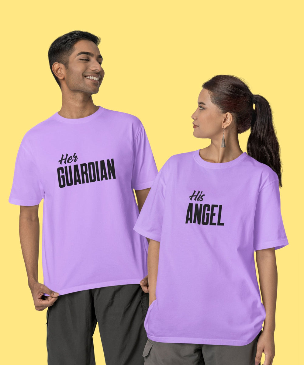 Guardian & Angel - Both Side Printed Oversized Drop Shoulder T-Shirt - Letshandcraft
