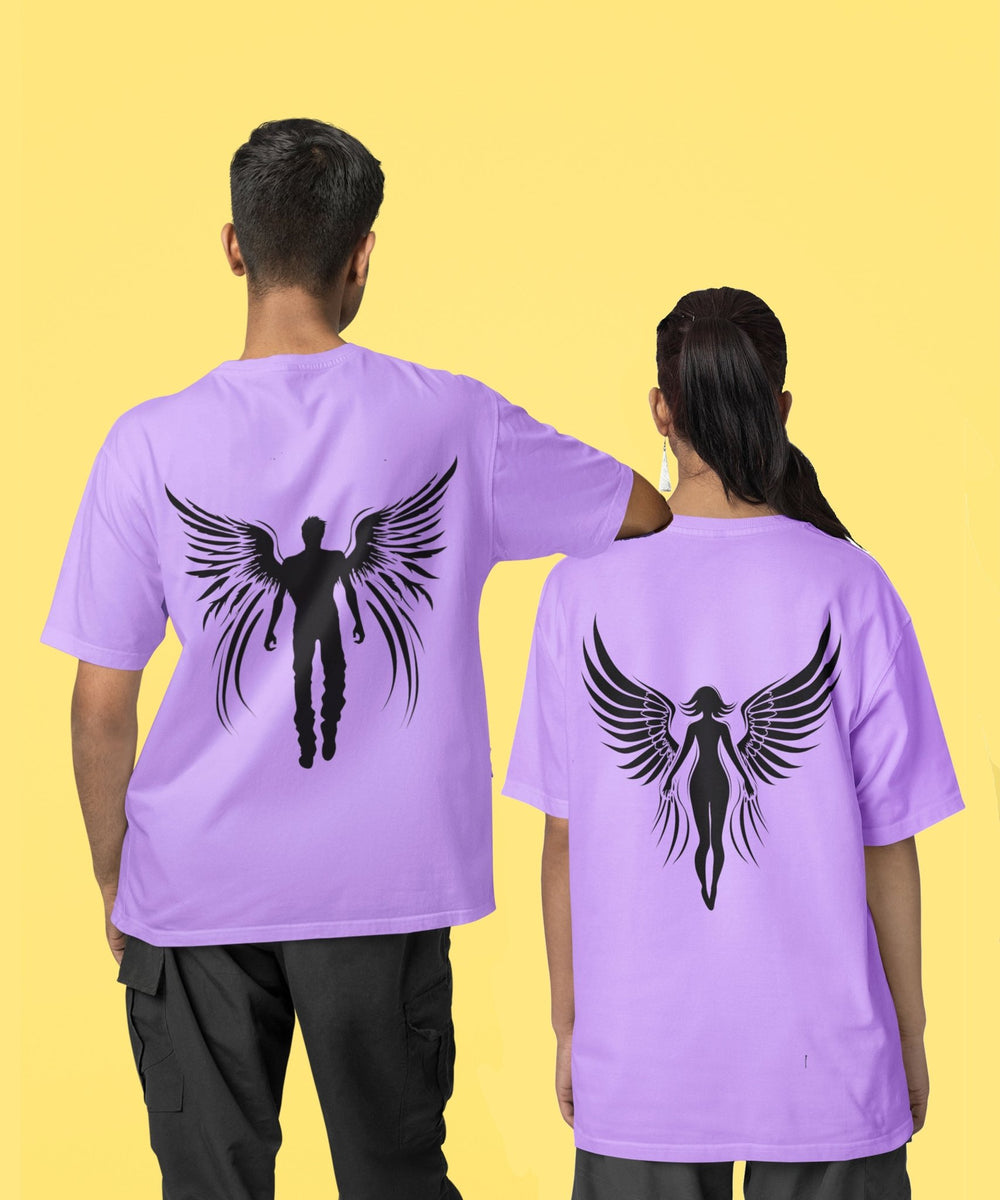 Guardian & Angel - Both Side Printed Oversized Drop Shoulder T-Shirt - Letshandcraft