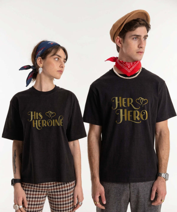 Her Heroine His Heroine - Oversized Drop Shoulder T-Shirt (pack of 2) - Letshandcraft