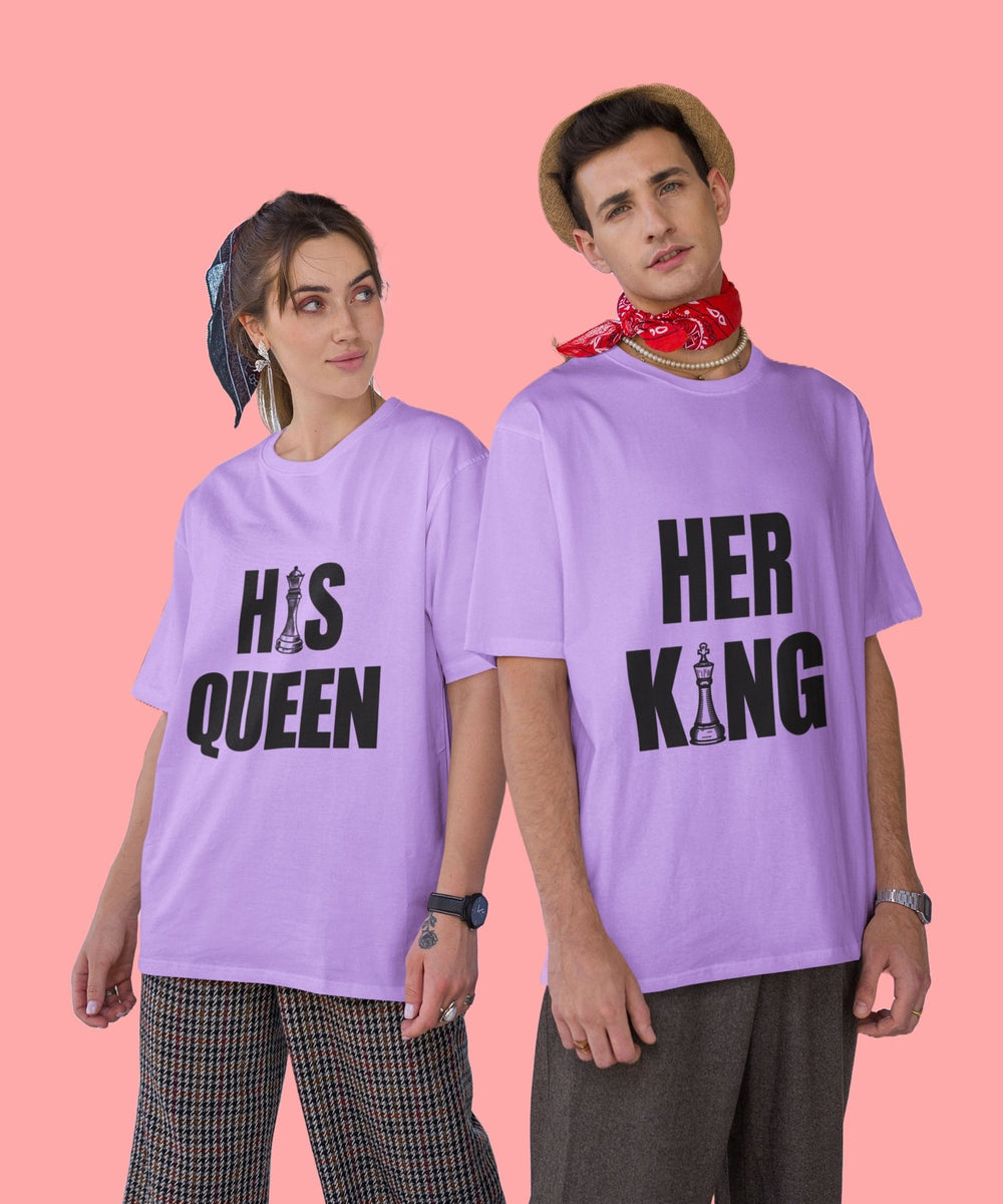 Her King v. His Queen - Oversized Drop Shoulder T-Shirt (pack of 2) - Letshandcraft