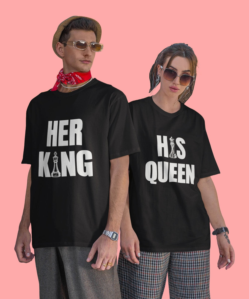 Her King v. His Queen - Oversized Drop Shoulder T-Shirt (pack of 2) - Letshandcraft