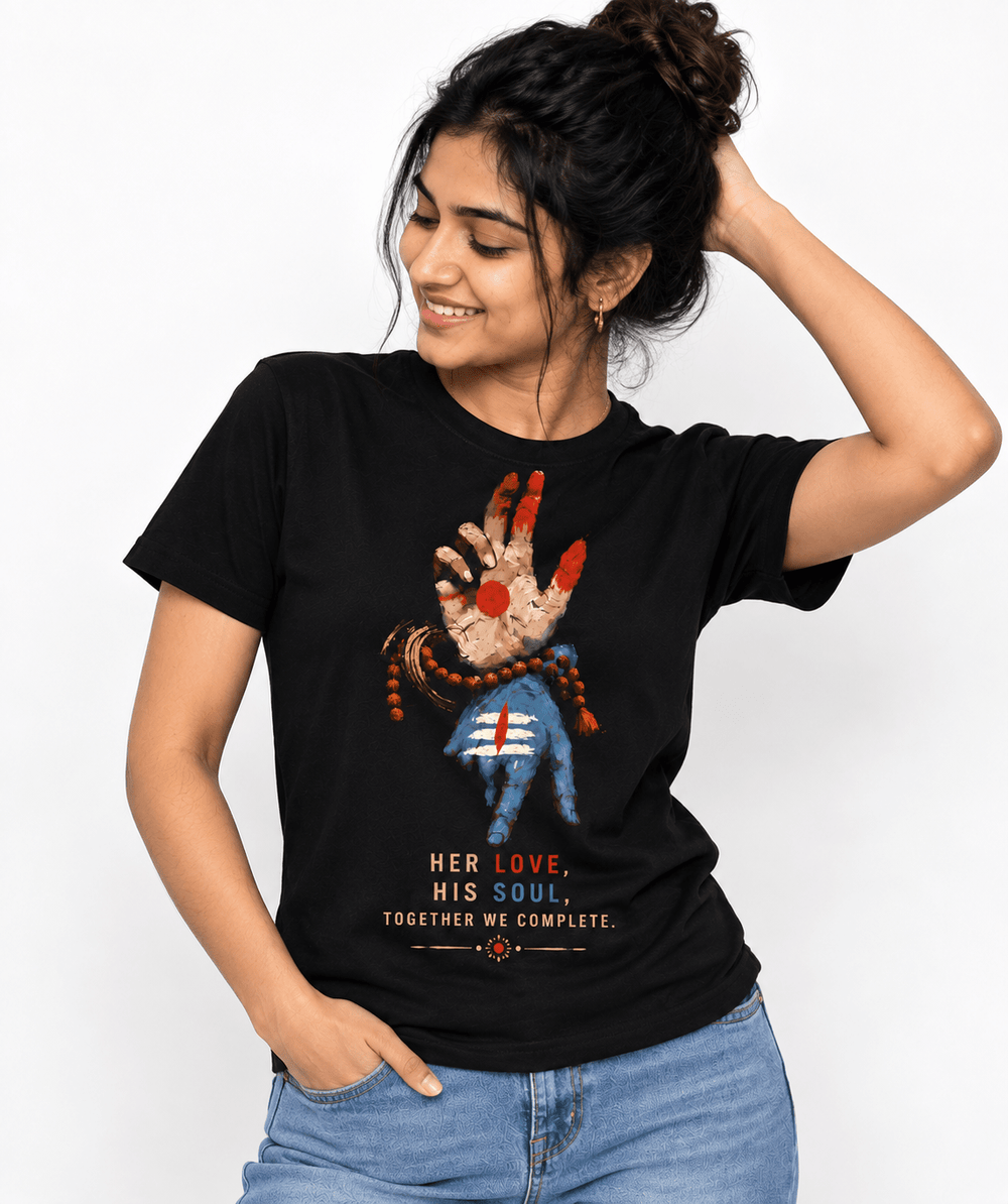Her Love His Soul – Women’s Shiv Shakti Graphic T-Shirt - Letshandcraft