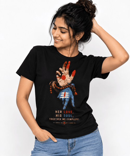 Her Love His Soul – Women’s Shiv Shakti Graphic T-Shirt - Letshandcraft