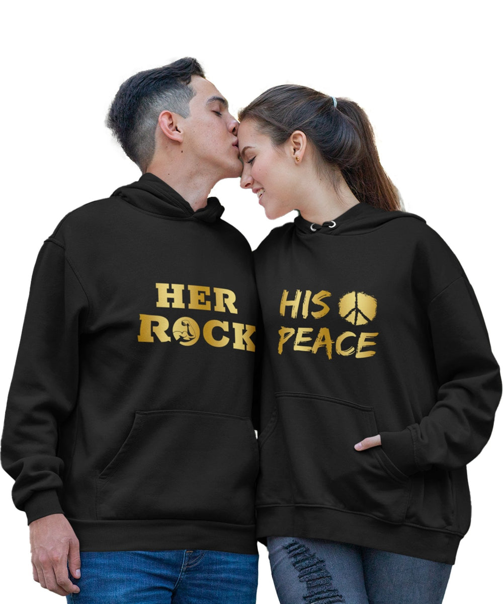 Her Rock v. His Peace - Couple Hoodies (pack of 2) - Letshandcraft