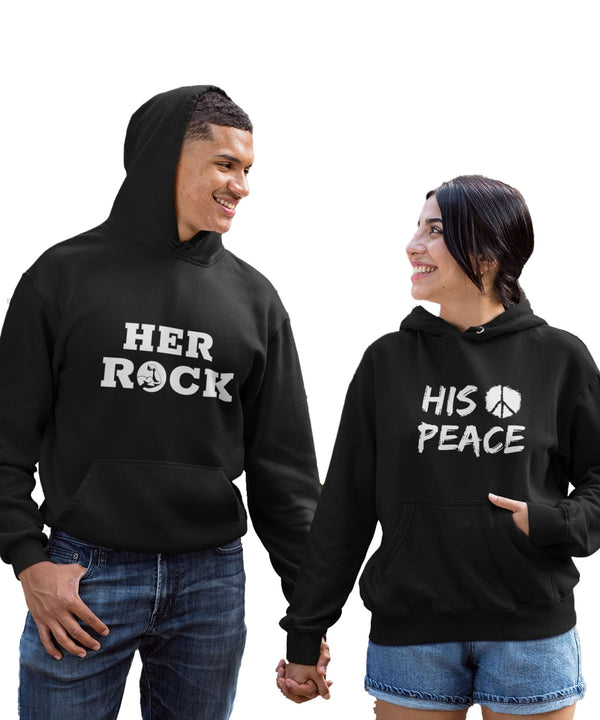Her Rock v. His Peace - Couple Hoodies (pack of 2) - Letshandcraft