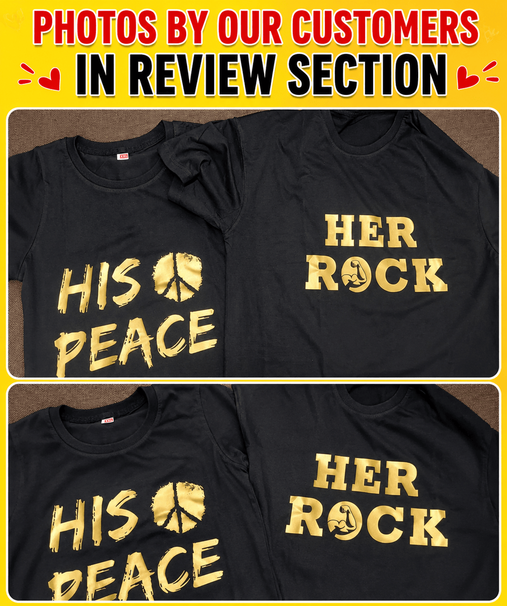 Her Rock v. His Peace - Oversized Drop Shoulder T-Shirt (pack of 2) - Letshandcraft