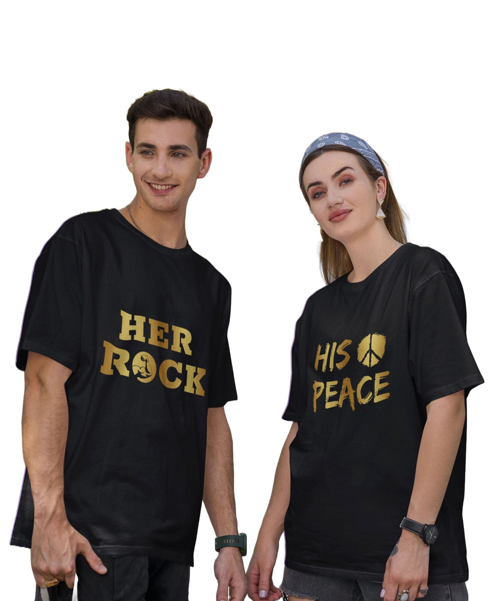 Her Rock v. His Peace - Oversized Drop Shoulder T-Shirt (pack of 2) - Letshandcraft