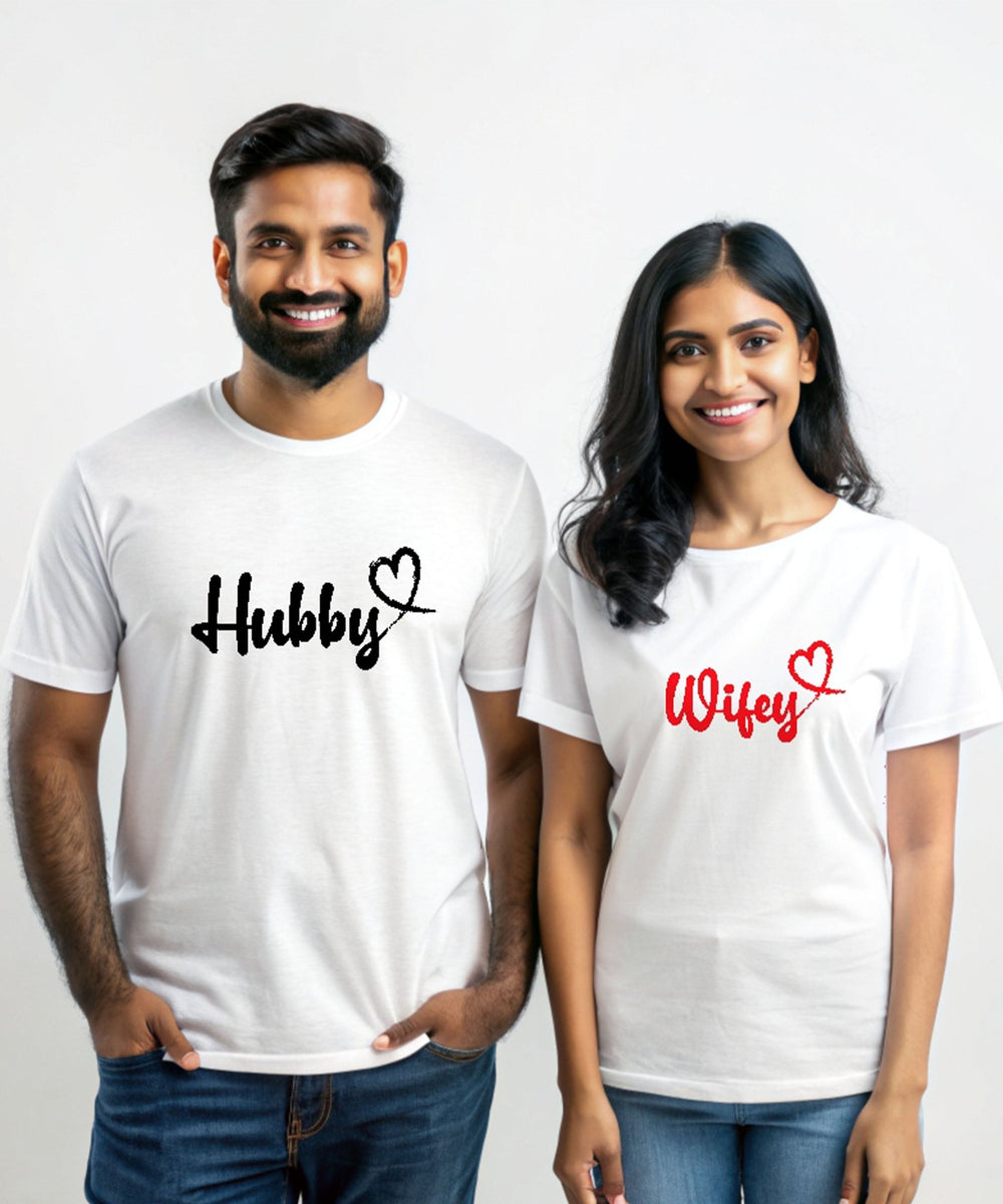 Hubby v. Wifey - Couple T-shirts (Pack of 2) - Letshandcraft