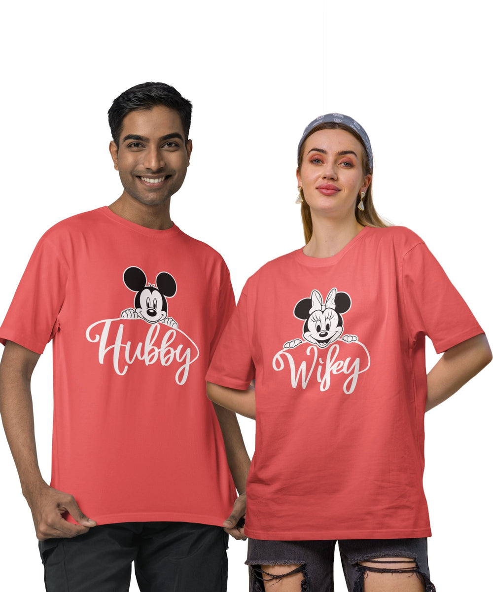 Hubby v. Wifey - Oversized Drop Shoulder Red T-Shirt (pack of 2) - Letshandcraft