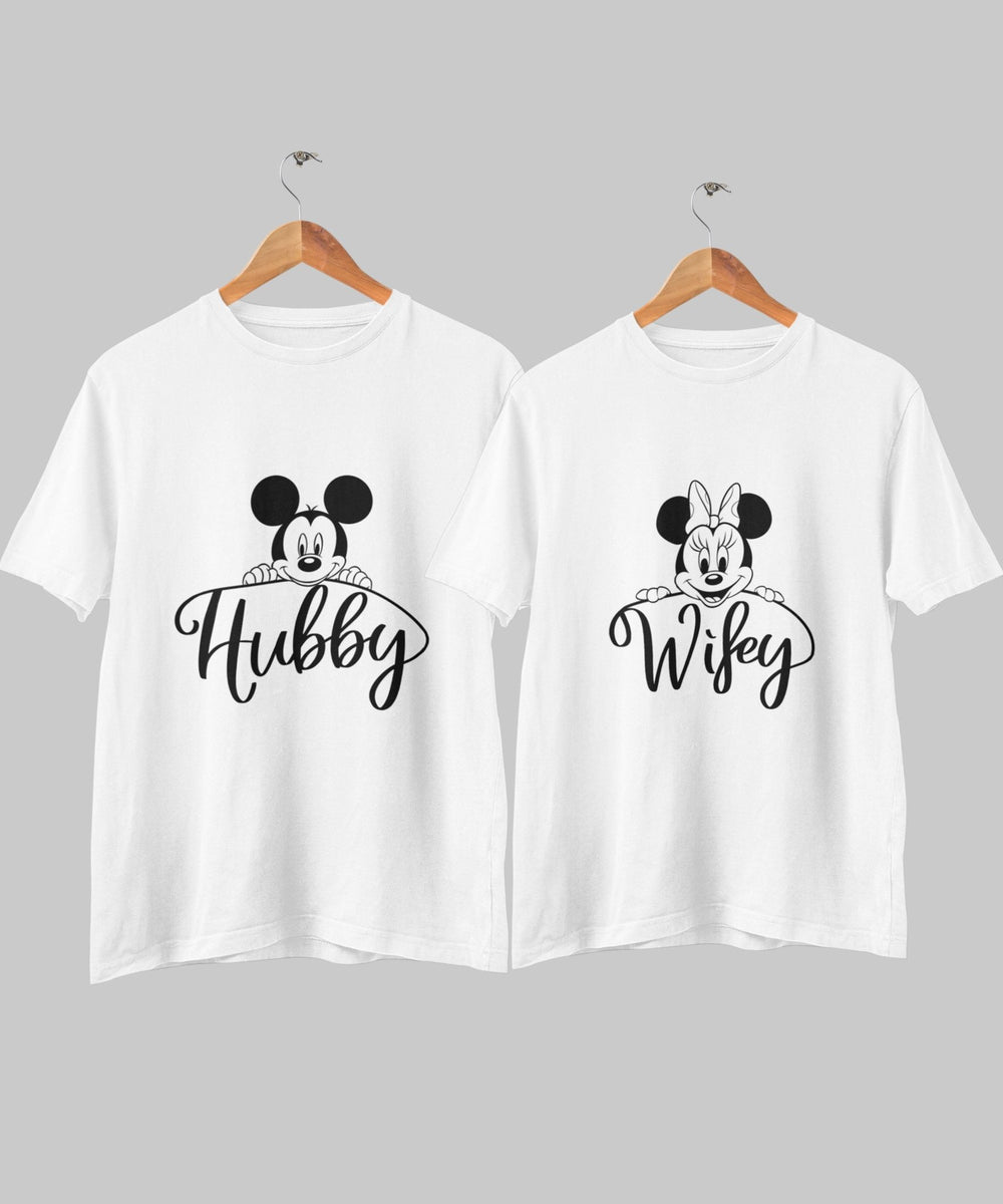 Hubby Wifey Matching - Couple T-shirts (Pack of 2) - Letshandcraft