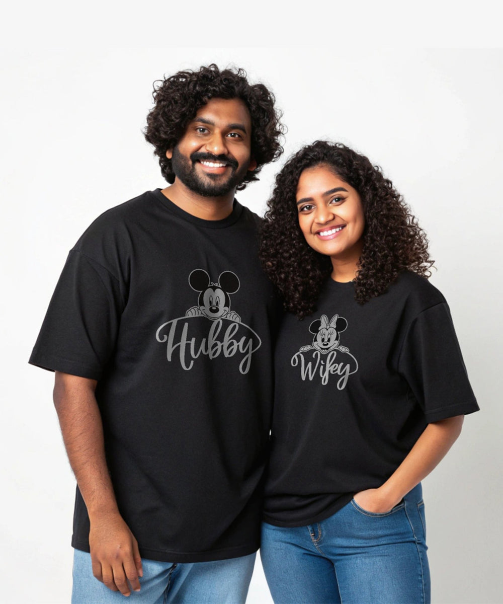 Hubby Wifey - Oversized Drop Shoulder T-Shirt (pack of 2) - Letshandcraft