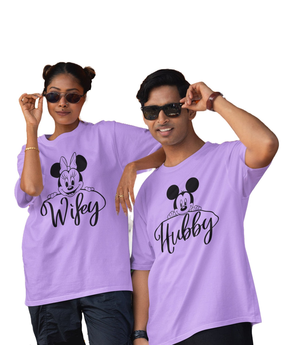 Hubby & Wifey - Oversized Drop Shoulder T-Shirt (pack of 2) - Letshandcraft