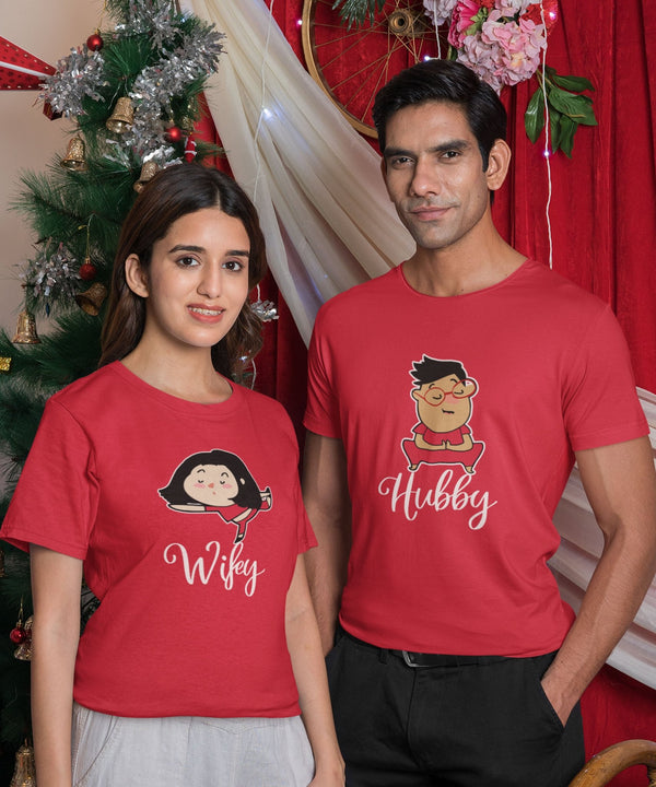 Hubby & Wifey Yoga Lovers - Couple T-shirts (Pack of 2) - Letshandcraft