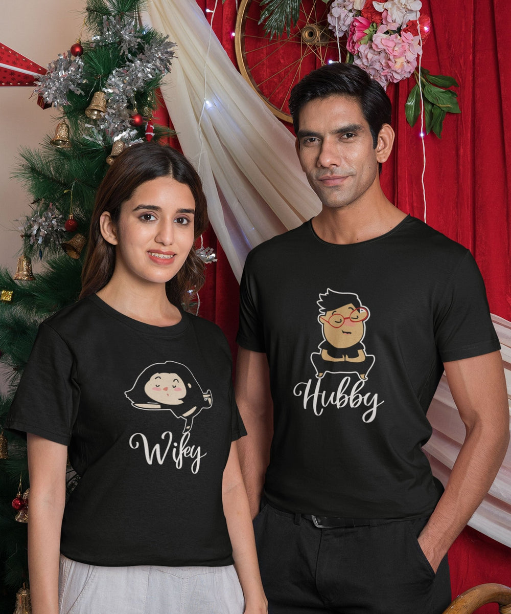 Hubby & Wifey Yoga Lovers - Couple T-shirts (Pack of 2) - Letshandcraft
