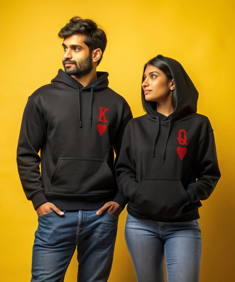 King & Queen of Hearts - Couple Hoodies Both side Printed (pack of 2) - Letshandcraft