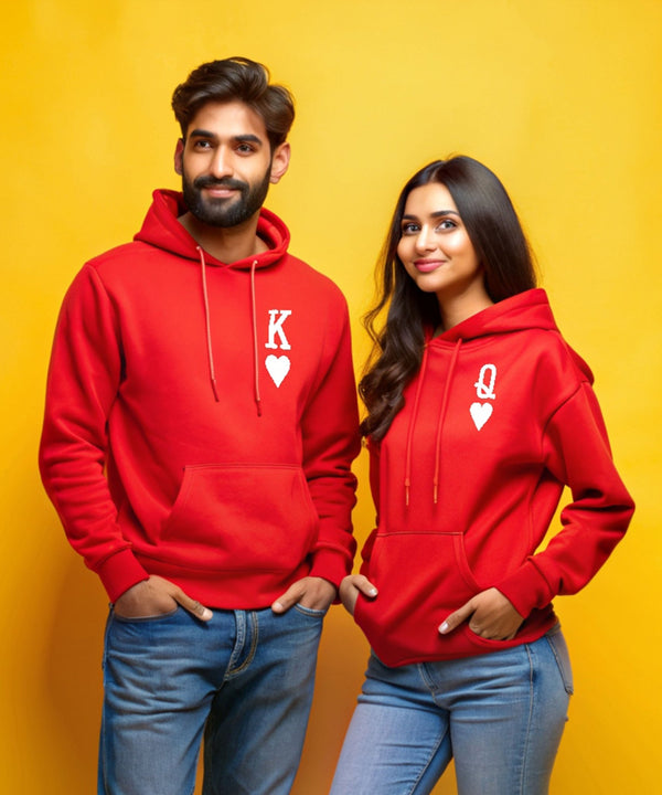 King & Queen of Hearts - Couple Hoodies Both side Printed (pack of 2) - Letshandcraft