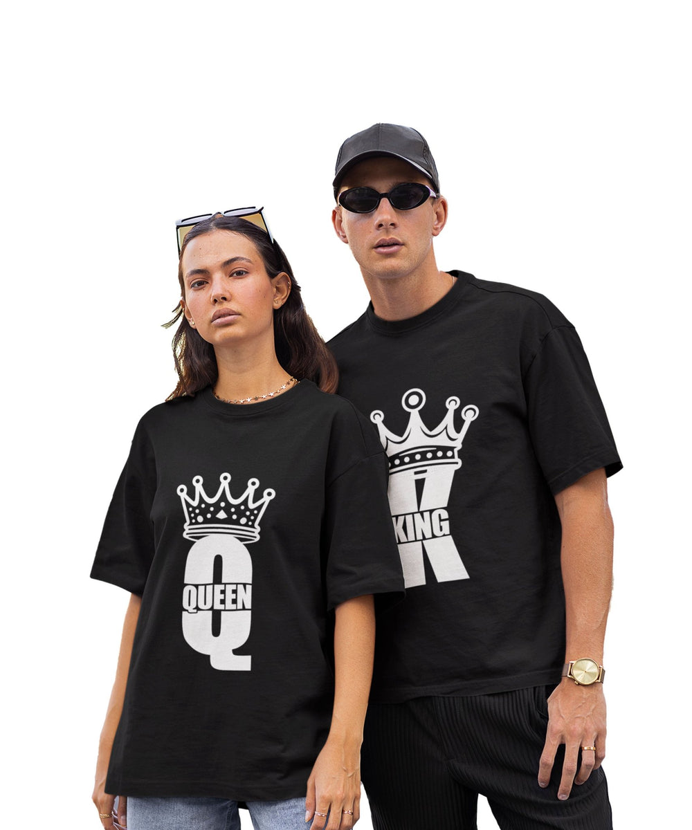 King & Queen - Oversized Drop Shoulder T-Shirt (pack of 2) - Letshandcraft