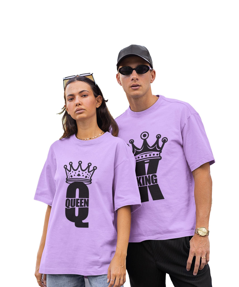 King & Queen - Oversized Drop Shoulder T-Shirt (pack of 2) - Letshandcraft