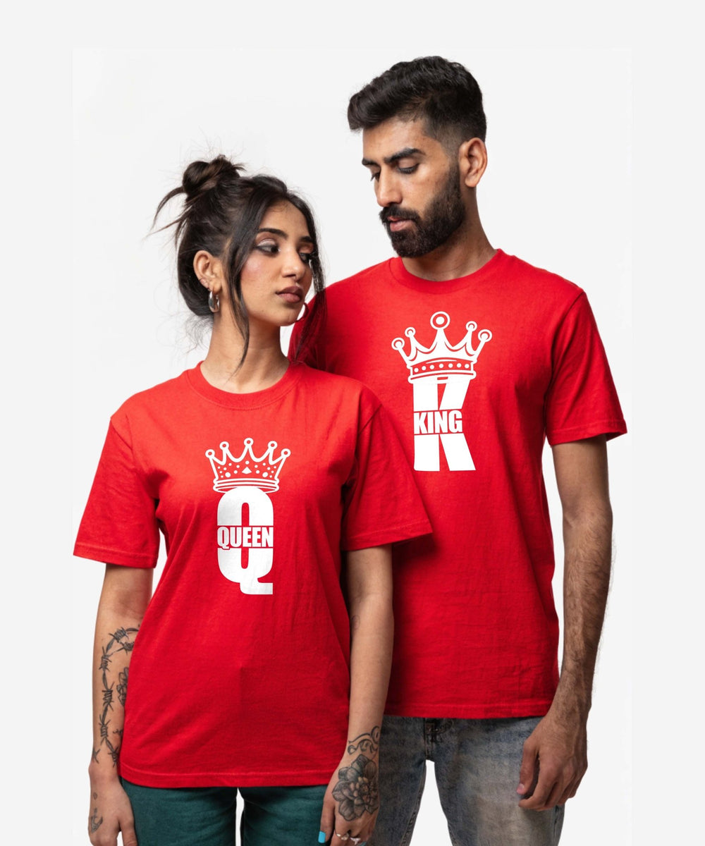 King & Queen - Red Couple T-shirts (Pack of 2) - Letshandcraft