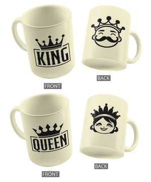 King & Queen - Set of 2 Gifting Mugs (325 ml) for Couple - Letshandcraft