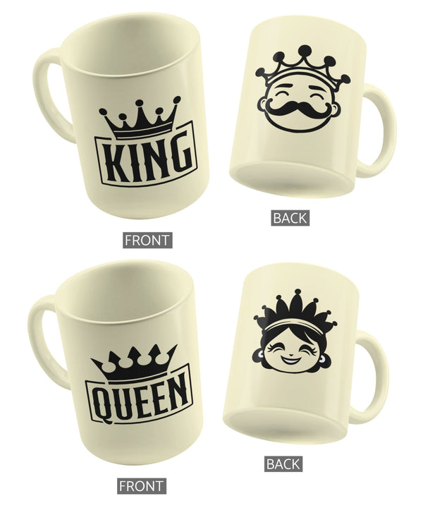 King & Queen - Set of 2 Gifting Mugs (325 ml) for Couple - Letshandcraft