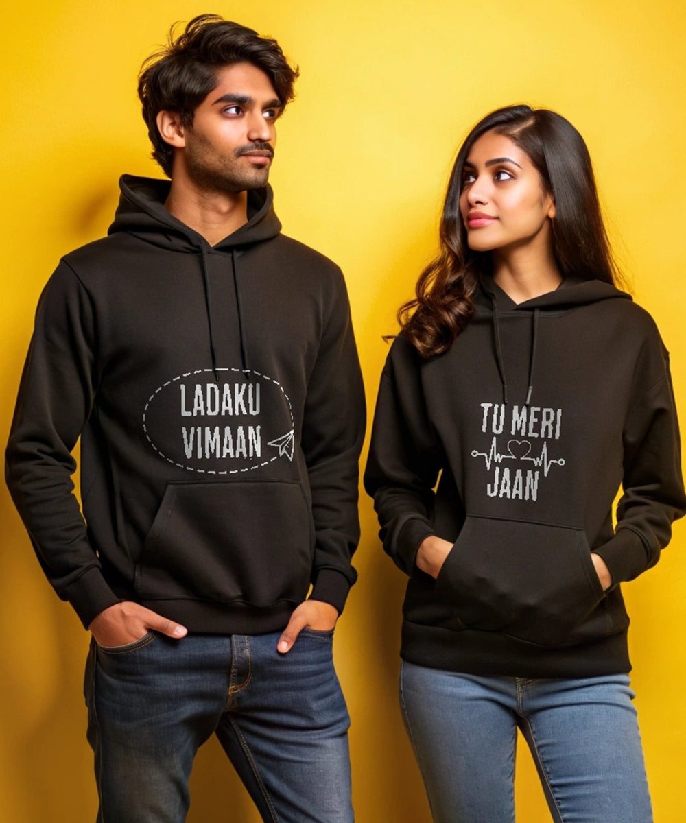 Ladaku Vimaan - Couple Hoodies Both side Printed - Letshandcraft