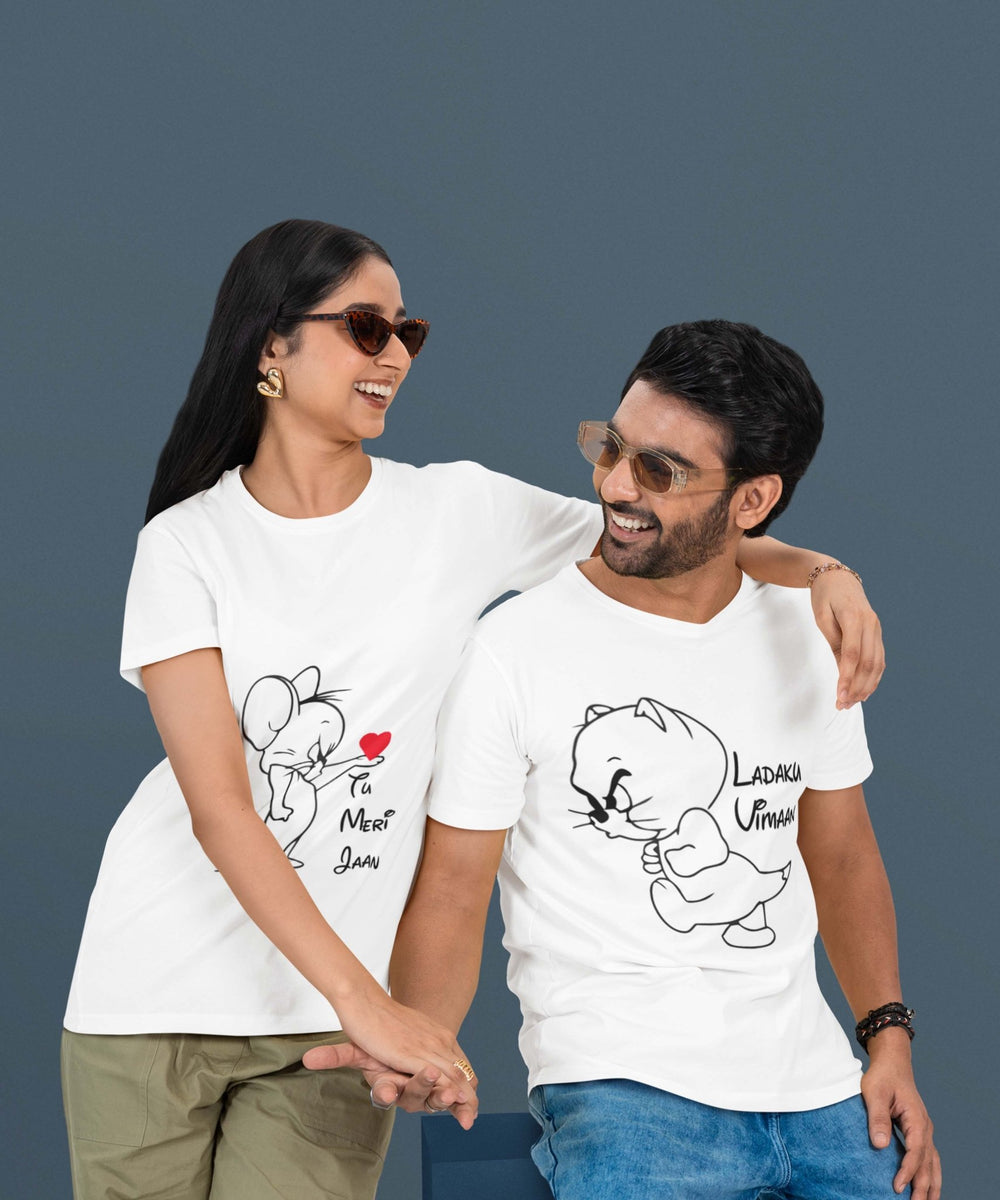 Ladaku Vimaan- Couple T-shirts (Pack of 2) - Letshandcraft